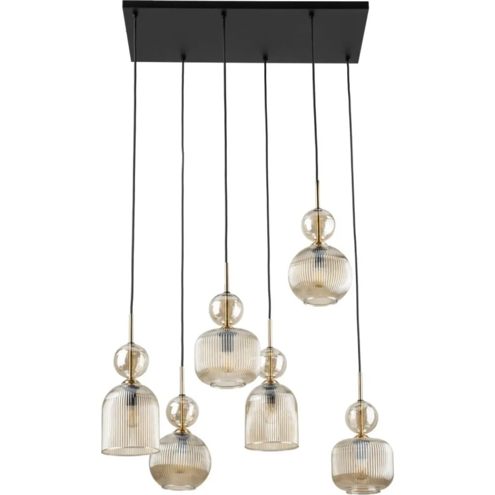 Lampa wisząca SOPHIA czarna klosz beżowy 6xE14 * TK Lighting Best