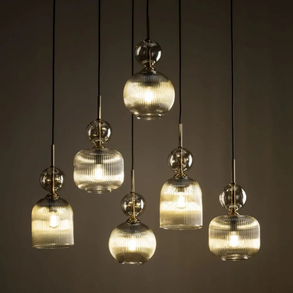 Lampa wisząca SOPHIA czarna klosz beżowy 6xE14 * TK Lighting Best