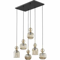 Lampa wisząca SOPHIA czarna klosz beżowy 6xE14 * TK Lighting Best