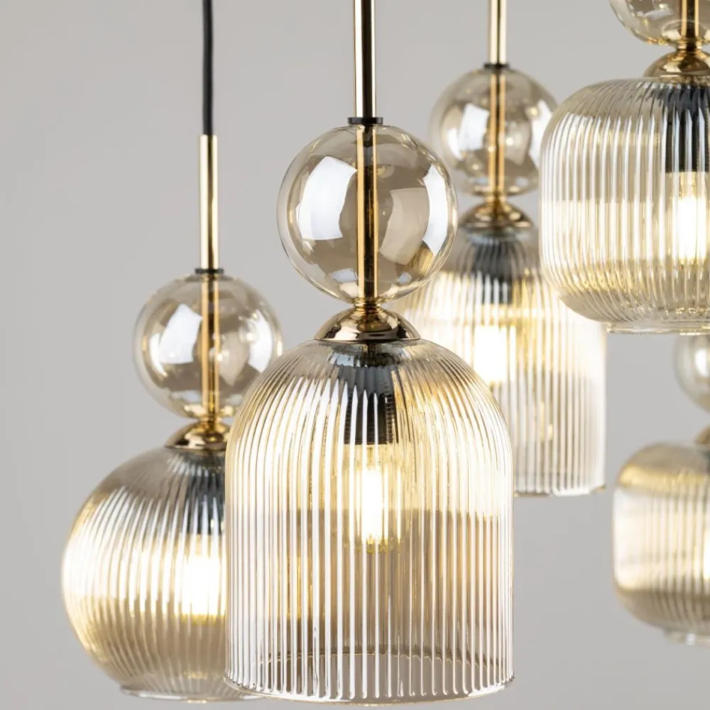Lampa wisząca SOPHIA czarna klosz beżowy 6xE14 * TK Lighting Best