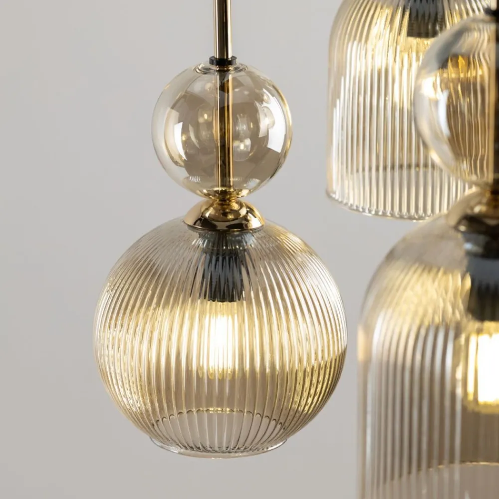 Lampa wisząca SOPHIA czarna klosz beżowy 6xE14 * TK Lighting Best