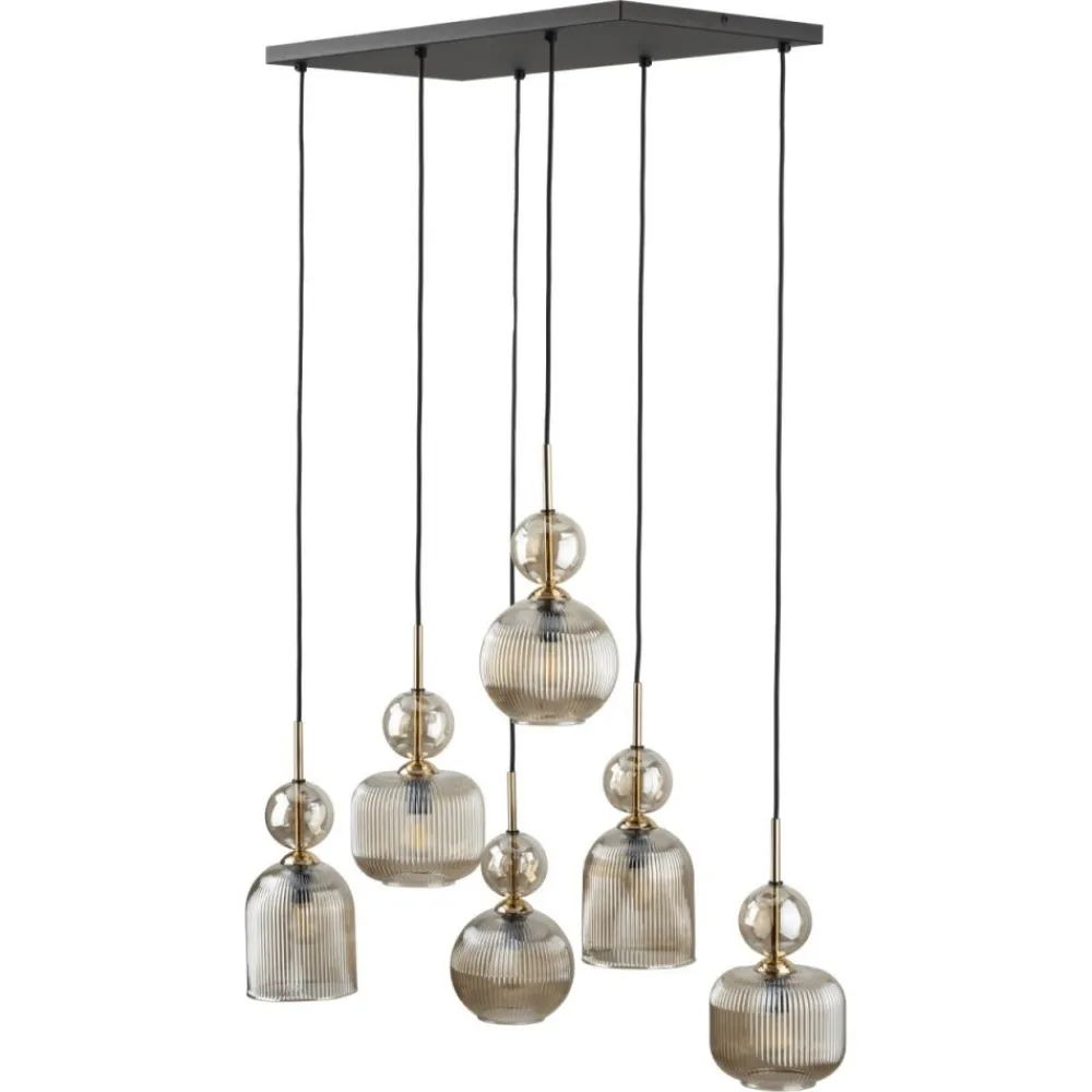 Lampa wisząca SOPHIA czarna klosz beżowy 6xE14 * TK Lighting Best