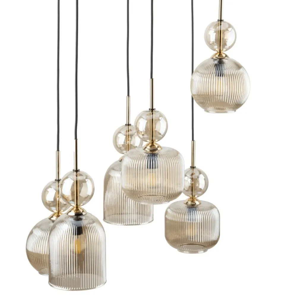 Lampa wisząca SOPHIA czarna klosz beżowy 6xE14 * TK Lighting Best