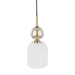 Lampa wisząca SOPHIA czarna klosz biały 1xE14 13cm * TK Lighting