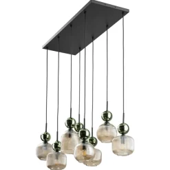 Lampa wisząca SOPHIA czarna zielona klosz beżowy 8xE14 * TK Lighting Best