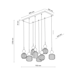 Lampa wisząca SOPHIA czarna zielona klosz beżowy 8xE14 * TK Lighting Best