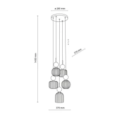 Lampa wisząca SOPHIA czarna zielona klosz beżowy 5xE14 okragła * TK Lighting Outlet