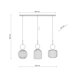Lampa wisząca SOPHIA czarna zielona klosz beżowy 3xE14 * TK Lighting