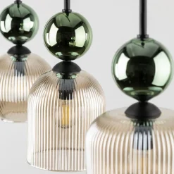 Lampa wisząca SOPHIA czarna zielona klosz beżowy 3xE14 * TK Lighting