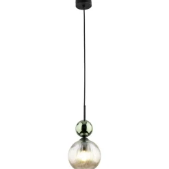 Lampa wisząca SOPHIA czarna zielona klosz beżowy 1xE14 kula * TK Lighting