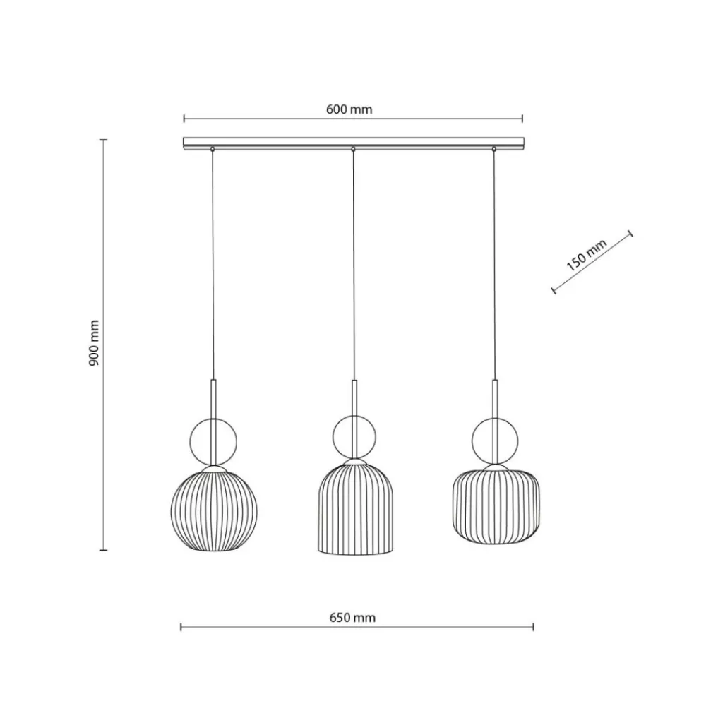 Lampa wisząca SOPHIA listwa czarna klosz beżowy 3xE14 * TK Lighting Hot