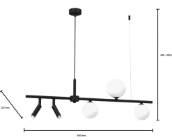 Lampa Wisząca Spot SIRO Czarny Szklane Klosze 5xG9 * Eko-light