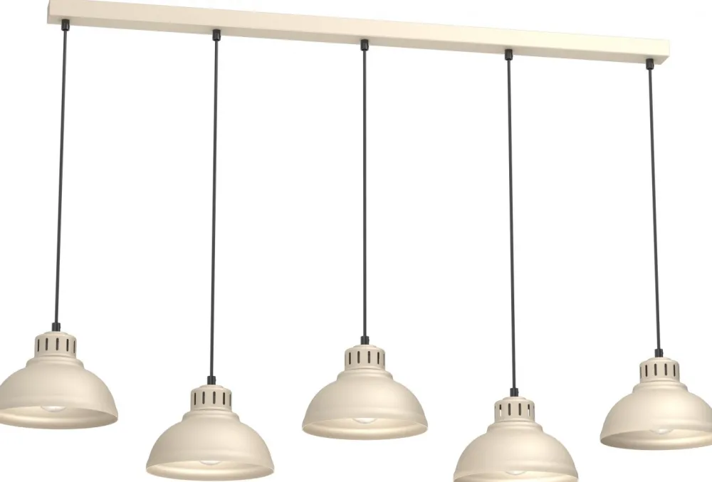 Lampa Wisząca SVEN Beżowy Metalowy Klosz 5xE27 * Luminex New