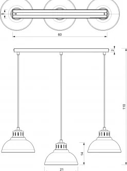Lampa Wisząca SVEN Biały Metalowy Klosz 3xE27