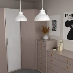 Lampa Wisząca SVEN Biały Metalowy Klosz 2xE27