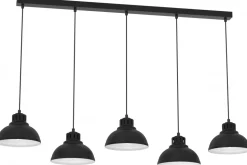 Lampa Wisząca SVEN Czarny Biały Metalowy Klosz 5xE27