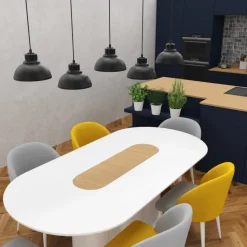 Lampa Wisząca SVEN Czarny Biały Metalowy Klosz 5xE27