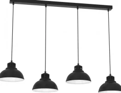 Lampa Wisząca SVEN Czarny Biały Metalowy Klosz 4xE27 * Luminex Best