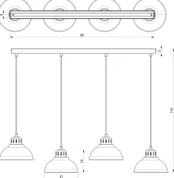 Lampa Wisząca SVEN Czarny Biały Metalowy Klosz 4xE27 * Luminex Best