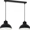 Lampa Wisząca SVEN Czarny Biały Metalowy Klosz 2xE27