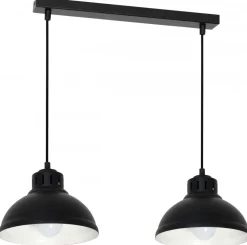 Lampa Wisząca SVEN Czarny Biały Metalowy Klosz 2xE27