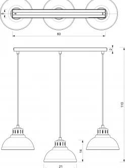 Lampa Wisząca SVEN Czarny Złoty Metalowy Klosz 3xE27 * Luminex Hot