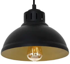 Lampa Wisząca SVEN Czarny Złoty Metalowy Klosz 2xE27