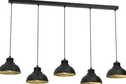 Lampa Wisząca SVEN Czarny Złoty Metalowy Klosz 5xE27