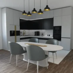 Lampa Wisząca SVEN Czarny Złoty Metalowy Klosz 5xE27