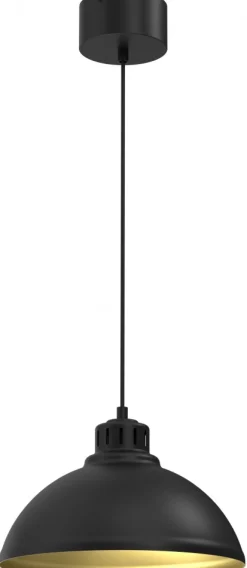 Lampa Wisząca SVEN Czarny Złoty Metalowy Klosz 1xE27 30cm * Luminex Best