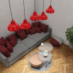 Lampa Wisząca SVEN Czerwony Biały Metalowy Klosz 5xE27