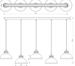 Lampa Wisząca SVEN Czerwony Biały Metalowy Klosz 5xE27