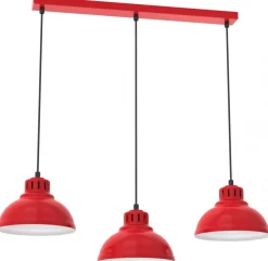 Lampa Wisząca SVEN Czerwony Biały Metalowy Klosz 3xE27 * Luminex Hot