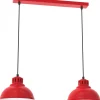 Lampa Wisząca SVEN Czerwony Biały Metalowy Klosz 2xE27 * Luminex Discount