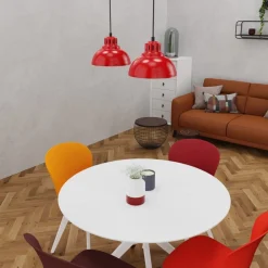 Lampa Wisząca SVEN Czerwony Biały Metalowy Klosz 2xE27 * Luminex Discount