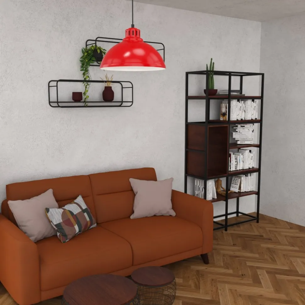 Lampa Wisząca SVEN Czerwony Biały Metalowy Klosz 1xE27 30cm