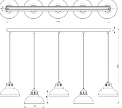 Lampa Wisząca SVEN Złoty Szary Metalowy Klosz 5xE27 * Luminex Hot