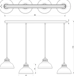 Lampa Wisząca SVEN Złoty Szary Metalowy Klosz 3xE27 * Luminex Discount