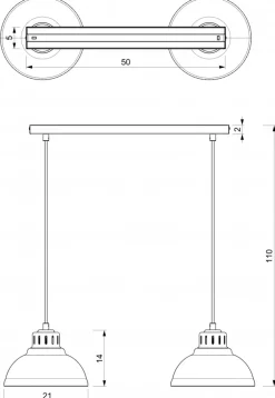 Lampa Wisząca SVEN Złoty Szary Metalowy Klosz 2xE27 * Luminex Sale