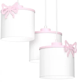 Lampa Wisząca SWEET Różowy Biały Abażur 3xE27 Kokarda * Luminex Sale