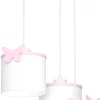 Lampa Wisząca SWEET Różowy Biały Abażur 3xE27 Motyl