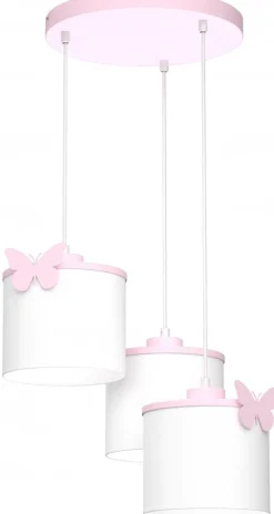 Lampa Wisząca SWEET Różowy Biały Abażur 1xE27 Motyl * Luminex Hot