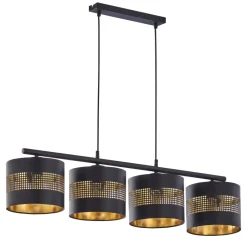 Lampa Wisząca TAGO Czarny Złoty Abażury 4xE27 * TK Lighting Clearance