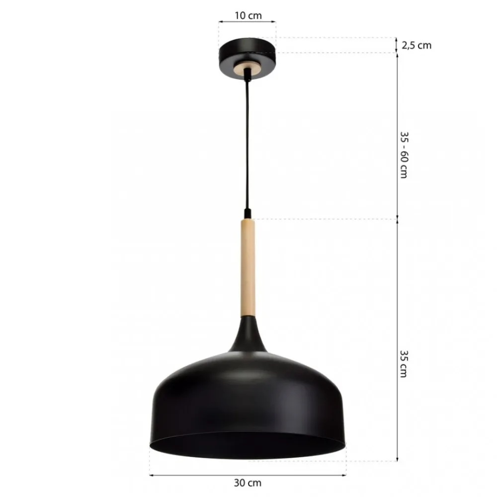 Lampa Wisząca TAYLOR Czarny Brązowy Metalowy Klosz 1xE27 30cm * Eko-light