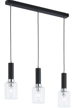 Lampa Wisząca TULUZA Czarny Srebrny Szklane Klosze 3xE27 * Jupiter Discount