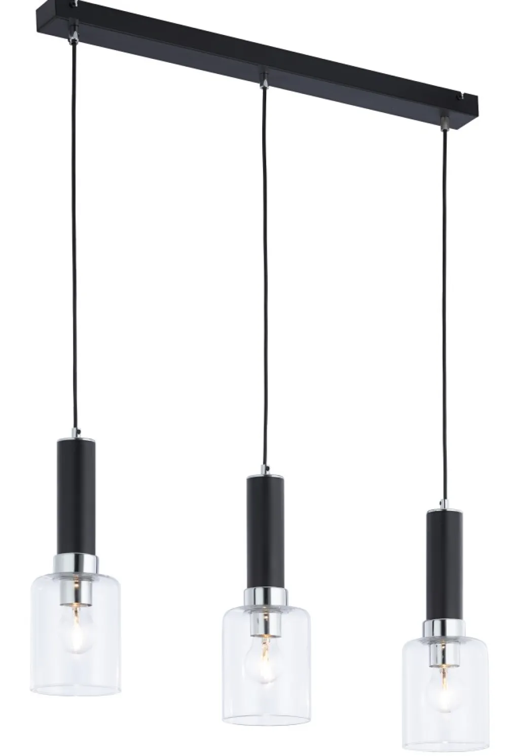Lampa Wisząca TULUZA Czarny Srebrny Szklane Klosze 3xE27 * Jupiter Discount