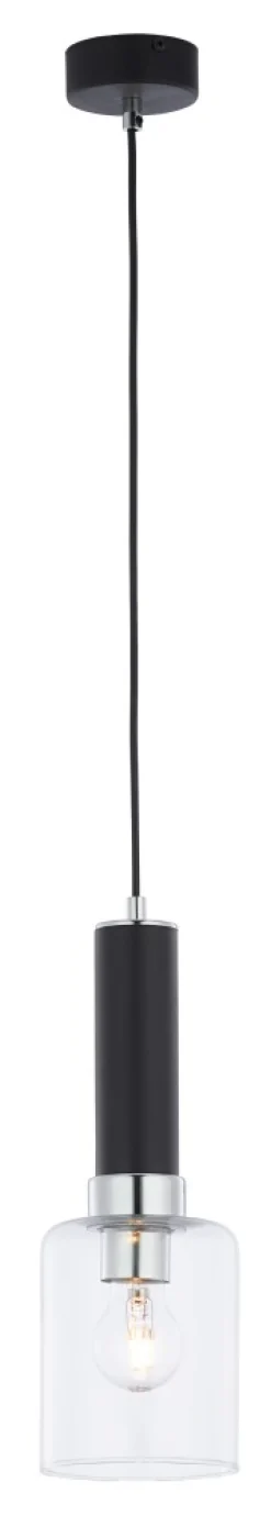 Lampa Wisząca TULUZA Czarny Srebrny Szklany Klosz 1xE27 12 cm * Jupiter Outlet
