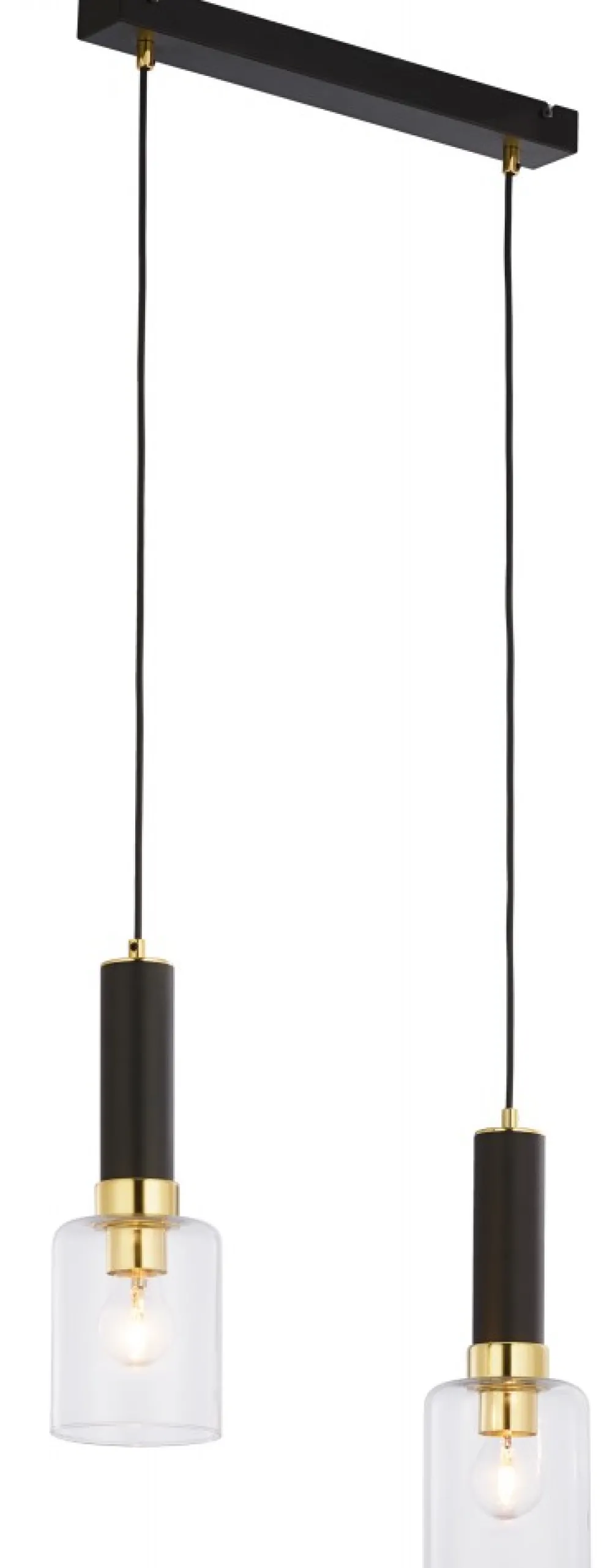 Lampa Wisząca TULUZA Czarny Złoty Szklane Klosze 2xE27 * Jupiter Discount