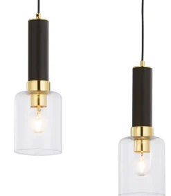 Lampa Wisząca TULUZA Czarny Złoty Szklane Klosze 2xE27 * Jupiter Discount