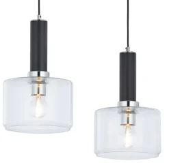 Lampa Wisząca VANES Srebrny Transparentny Szklane Klosze 2xE27 * Jupiter Clearance